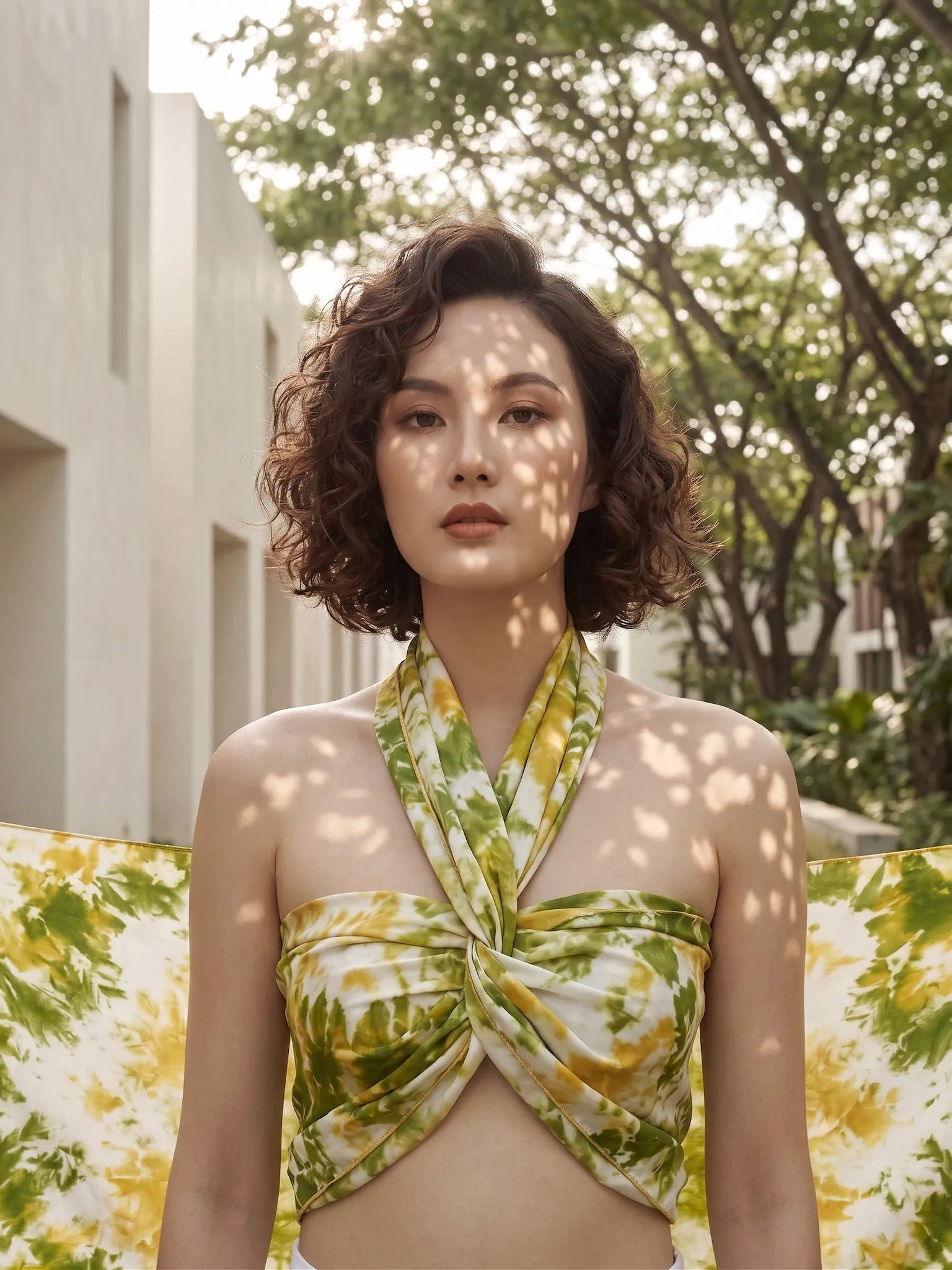 Khăn lụa tơ tằm nhuộm loang tiedye oversize thời trang Hity