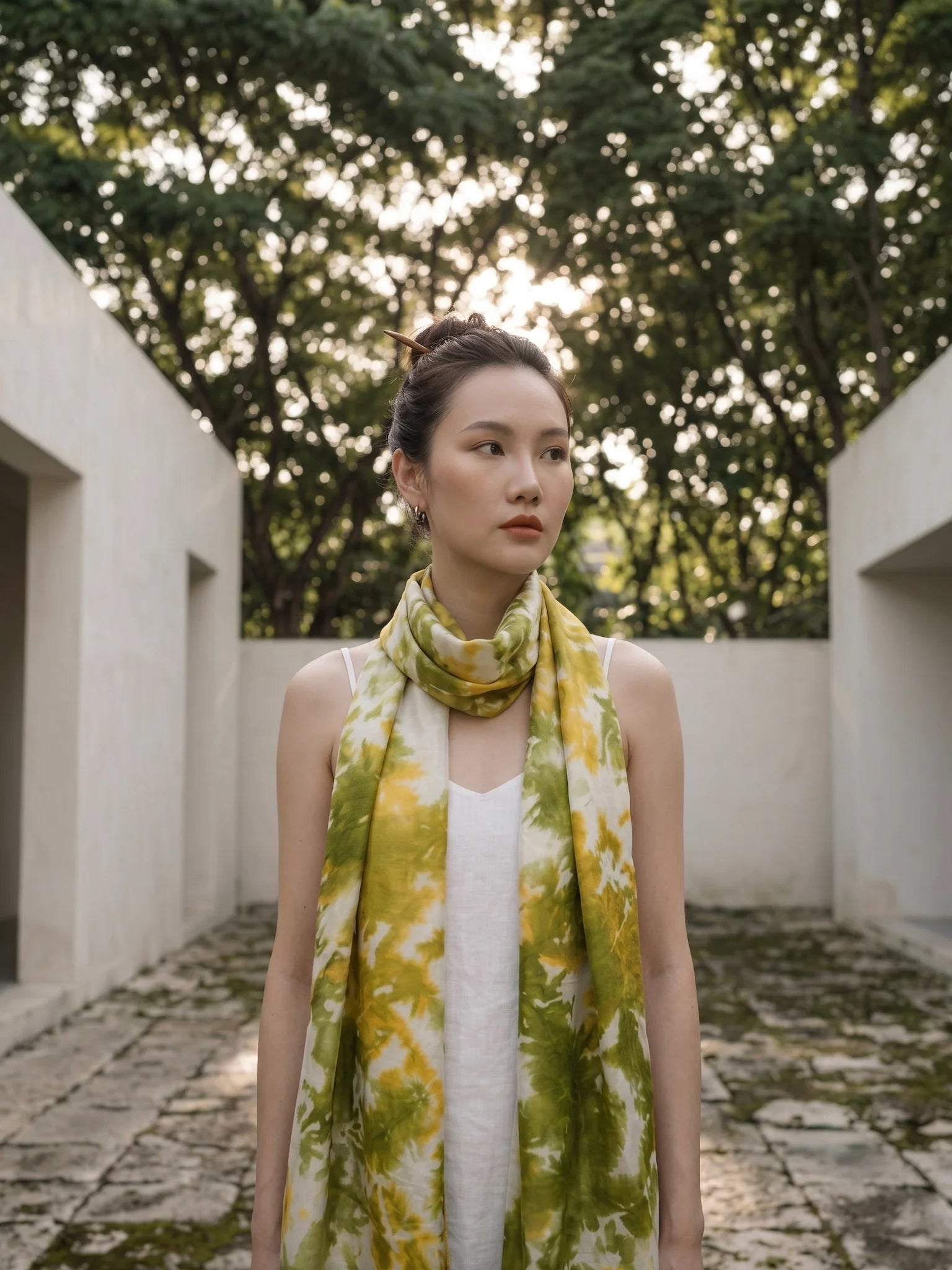 Khăn lụa tơ tằm nhuộm loang tiedye oversize thời trang Hity