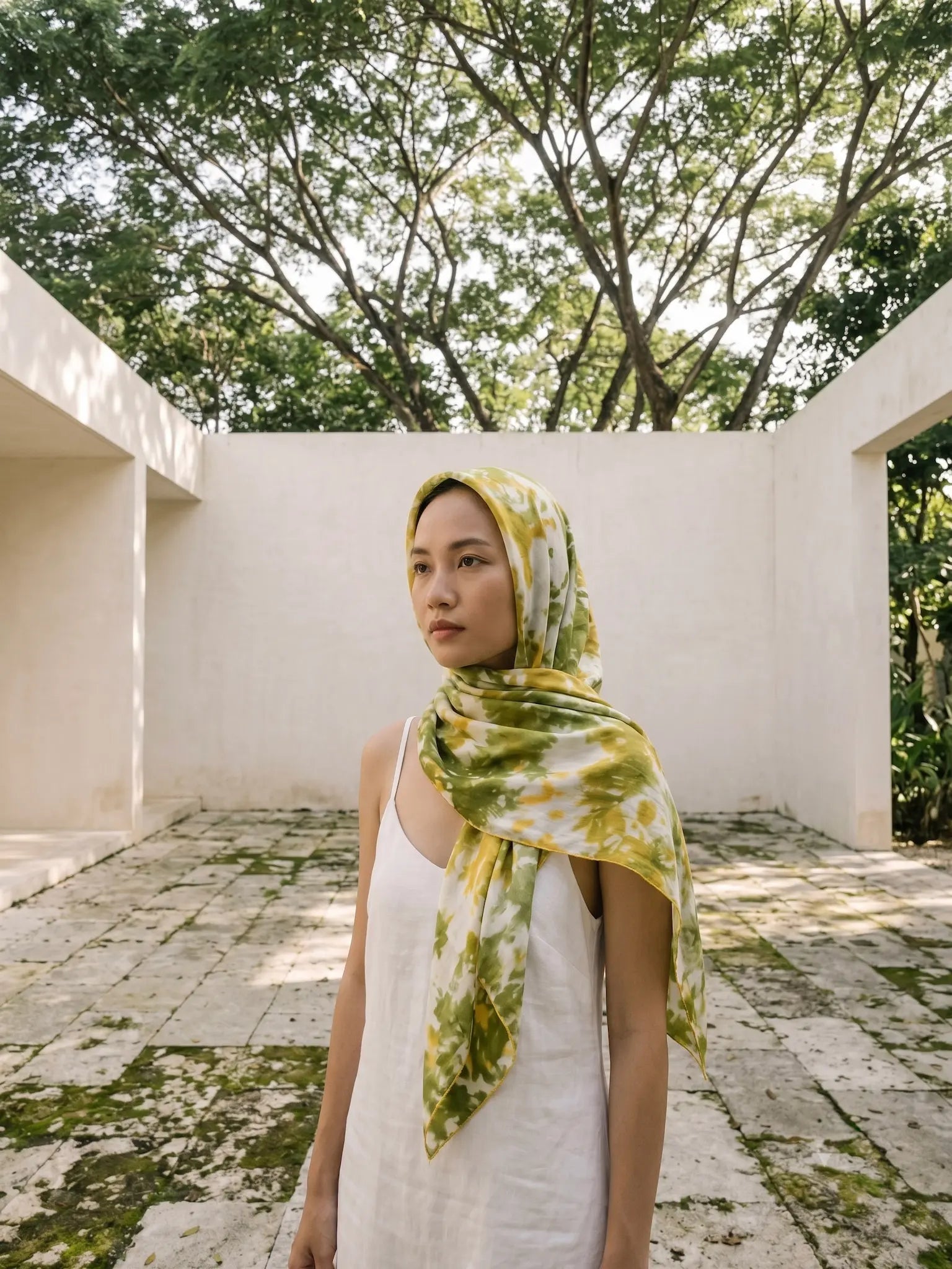 Khăn lụa tơ tằm nhuộm loang tiedye oversize thời trang Hity