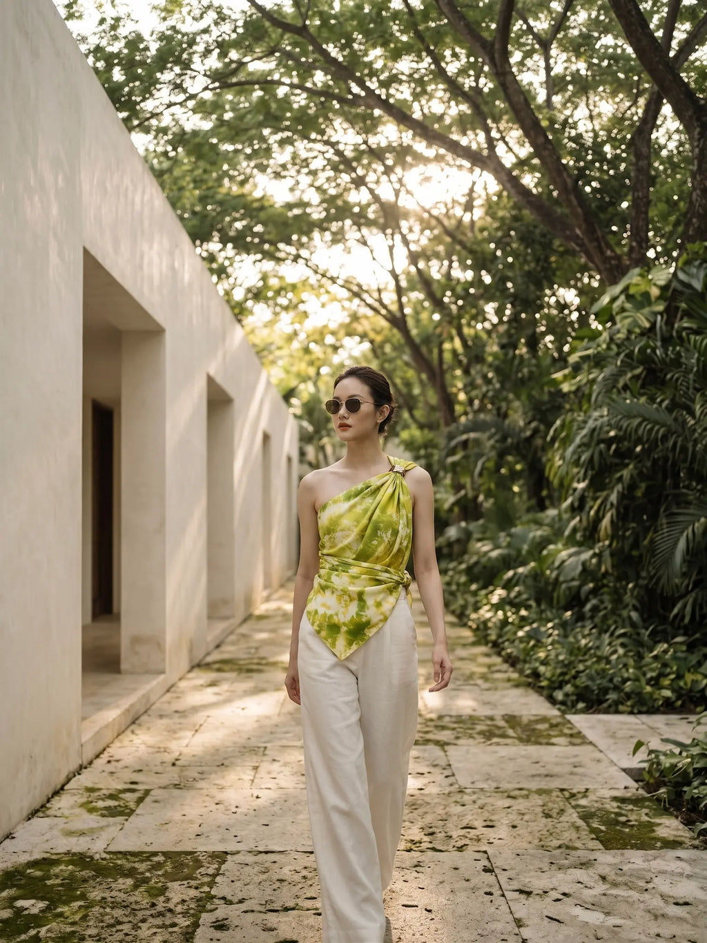 Khăn lụa tơ tằm nhuộm loang tiedye oversize thời trang Hity
