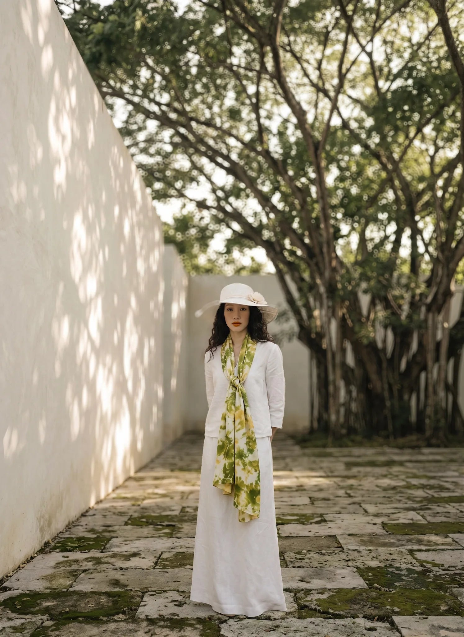 Khăn lụa tơ tằm nhuộm loang tiedye oversize thời trang Hity