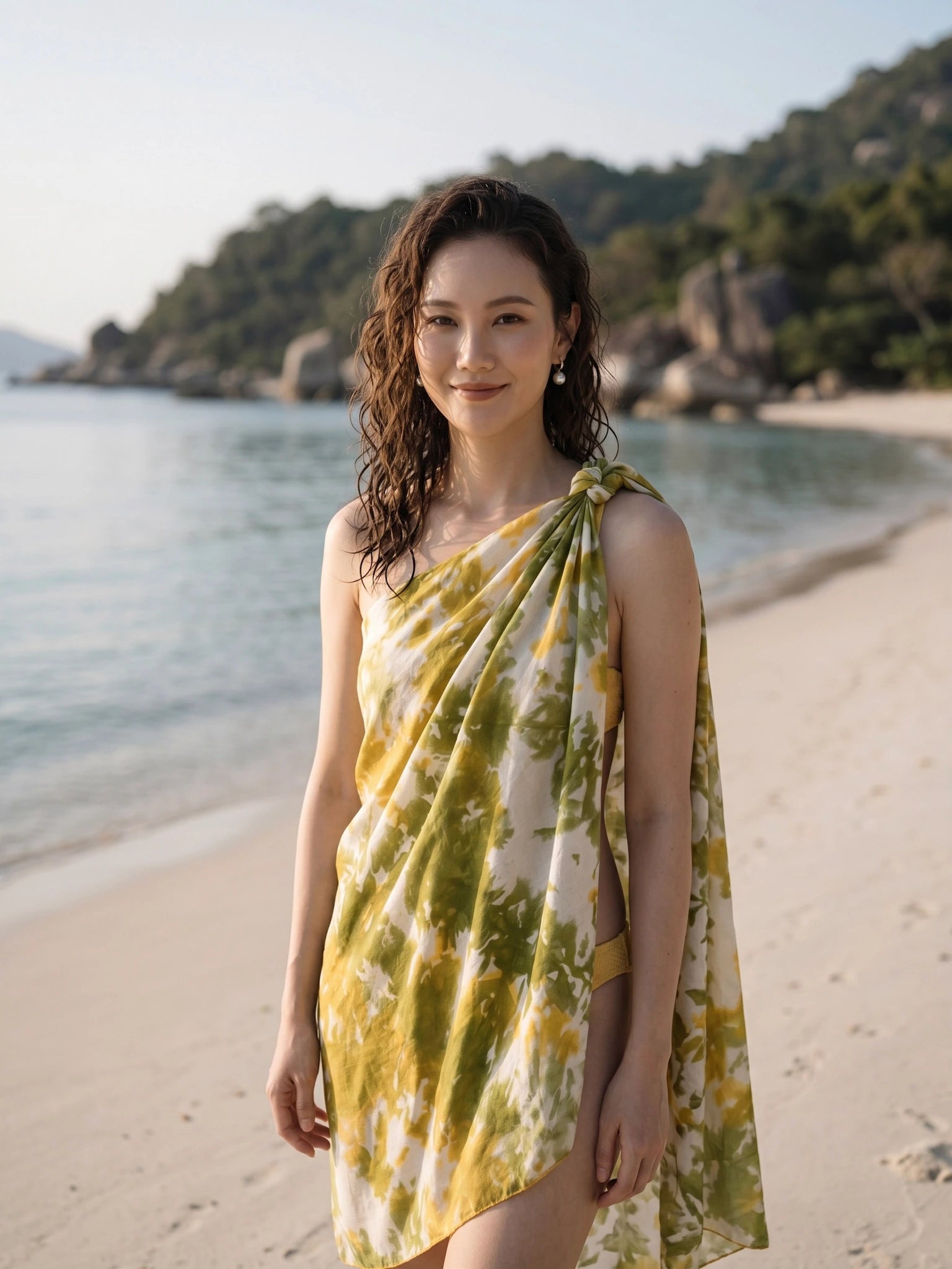 Khăn lụa tơ tằm nhuộm loang tiedye oversize thời trang Hity