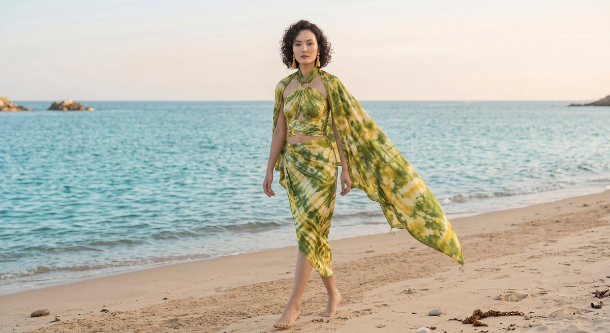 Khăn lụa tơ tằm nhuộm loang tiedye oversize thời trang Hity