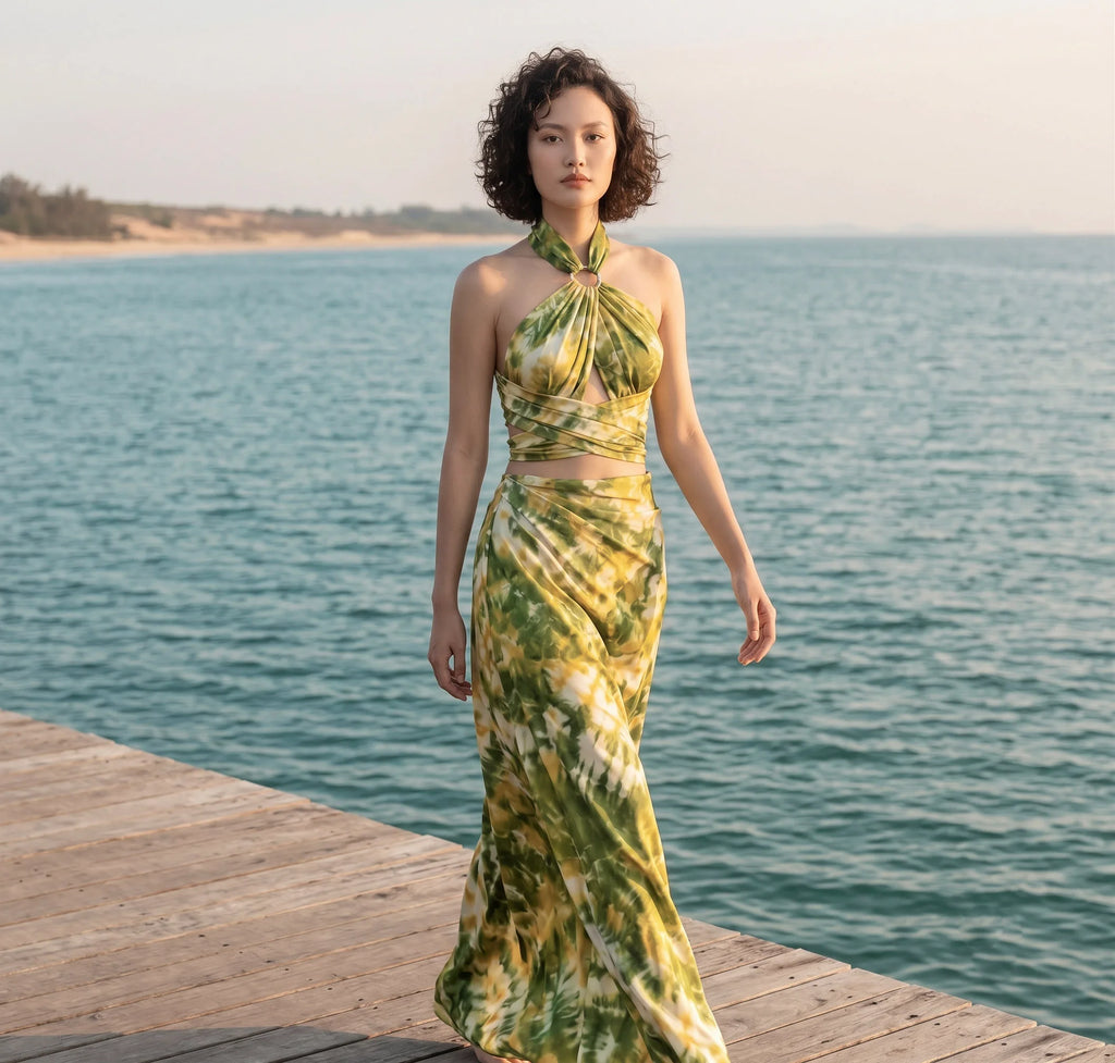 Khăn lụa tơ tằm nhuộm loang tiedye oversize thời trang Hity