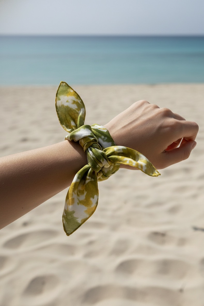 Khăn vuông mini lụa tơ tằm nhuộm loang thời trang Hity