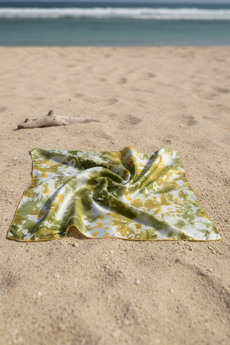 Khăn vuông mini lụa tơ tằm nhuộm loang thời trang Hity