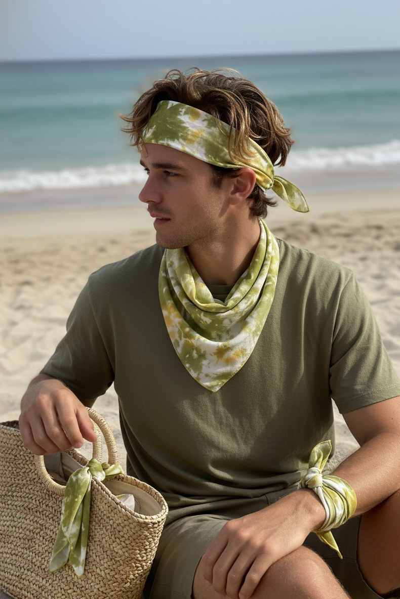 Khăn vuông mini lụa tơ tằm nhuộm loang thời trang Hity