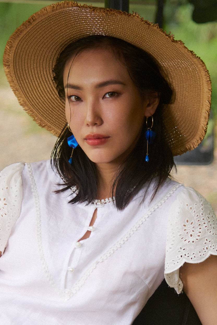 Mũ nón cói vành rộng thêu tay thời trang Hity