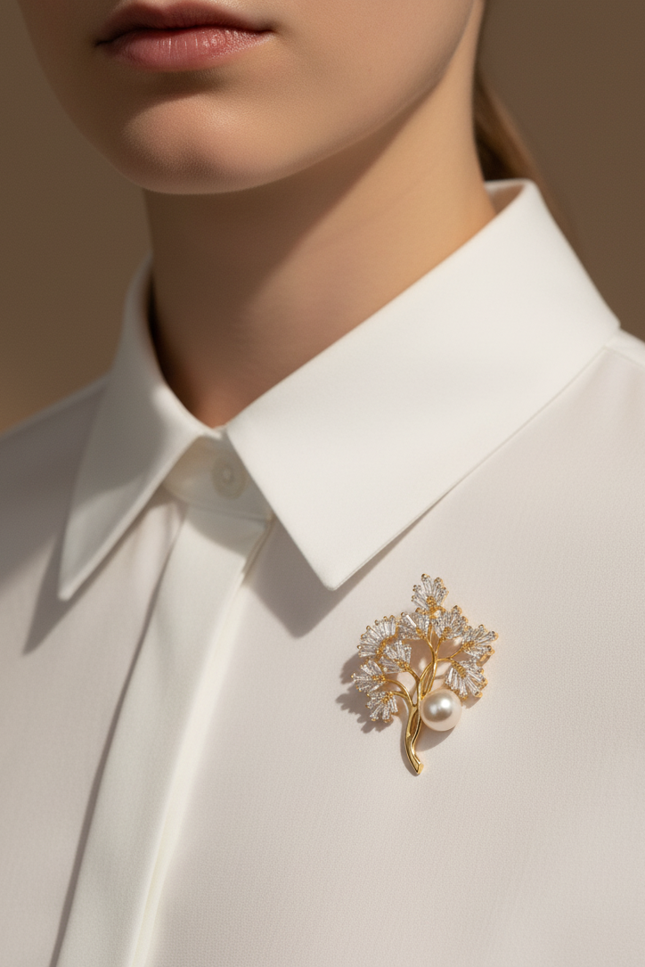 Trâm cài áo ngọc trai baroque thời trang Hity