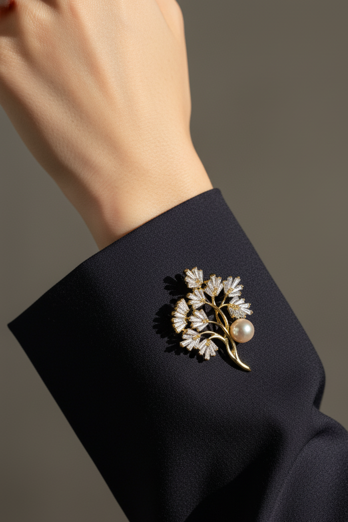 Trâm cài áo ngọc trai baroque thời trang Hity