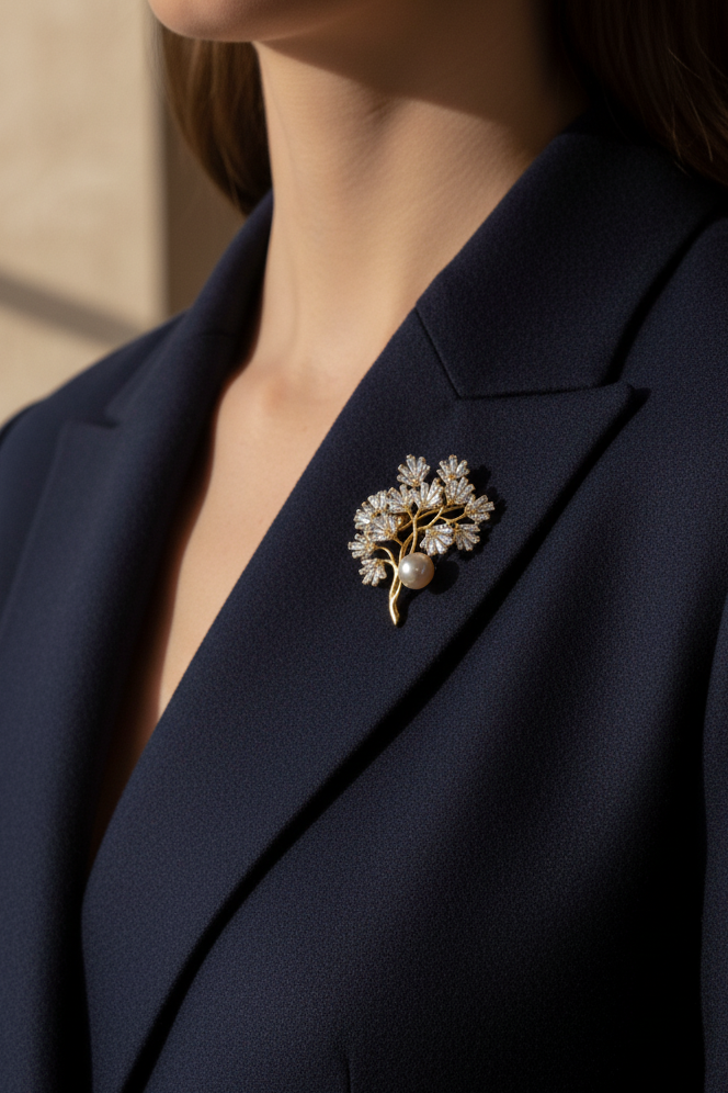 Trâm cài áo ngọc trai baroque thời trang Hity