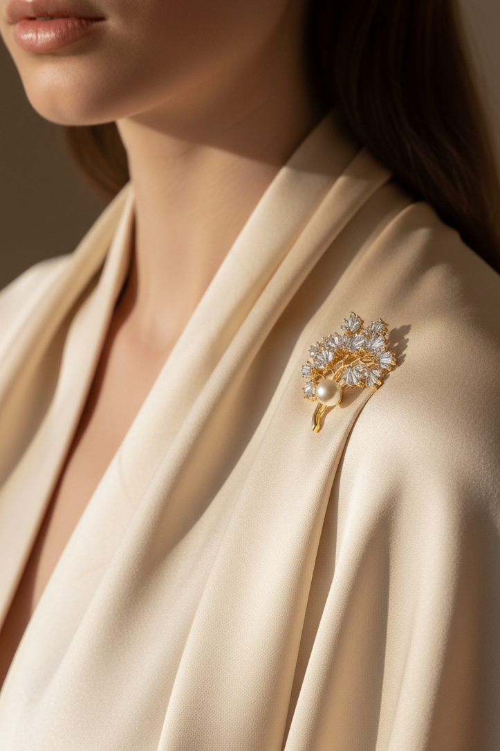 Trâm cài áo ngọc trai baroque thời trang Hity