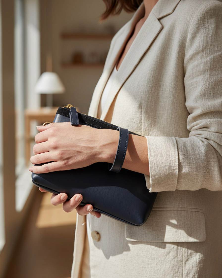 Ví da cầm tay clutch da bò Ý thời trang Hity