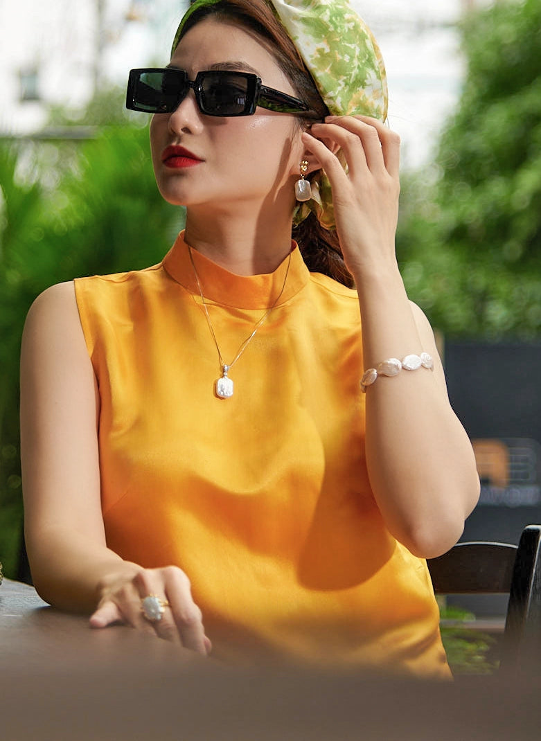 Vòng cổ bạc ngọc trai baroque thời trang Hity
