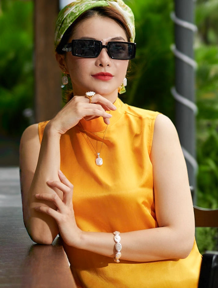 Vòng cổ bạc ngọc trai baroque thời trang Hity