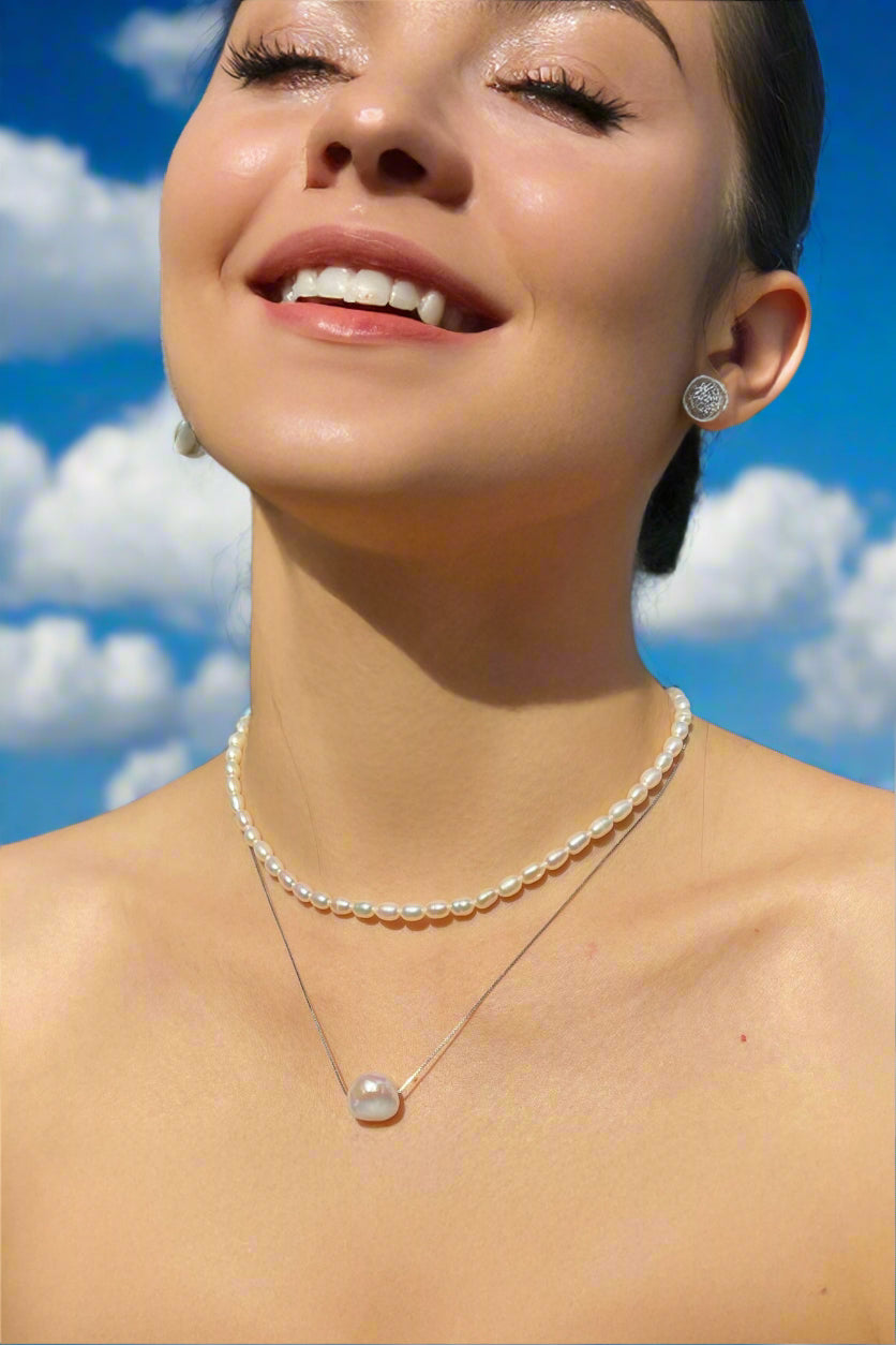 Vòng cổ choker ngọc trai dị baroque thời trang Hity