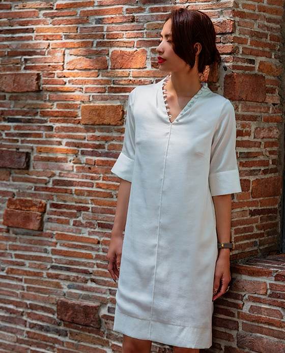 Đầm Suông Tulips DRE156 Trắng Ngọc Trai - Hity