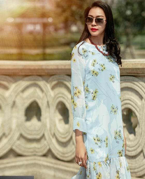 Đầm Suông Hoa Hạ Vàng DRE104 - Hity