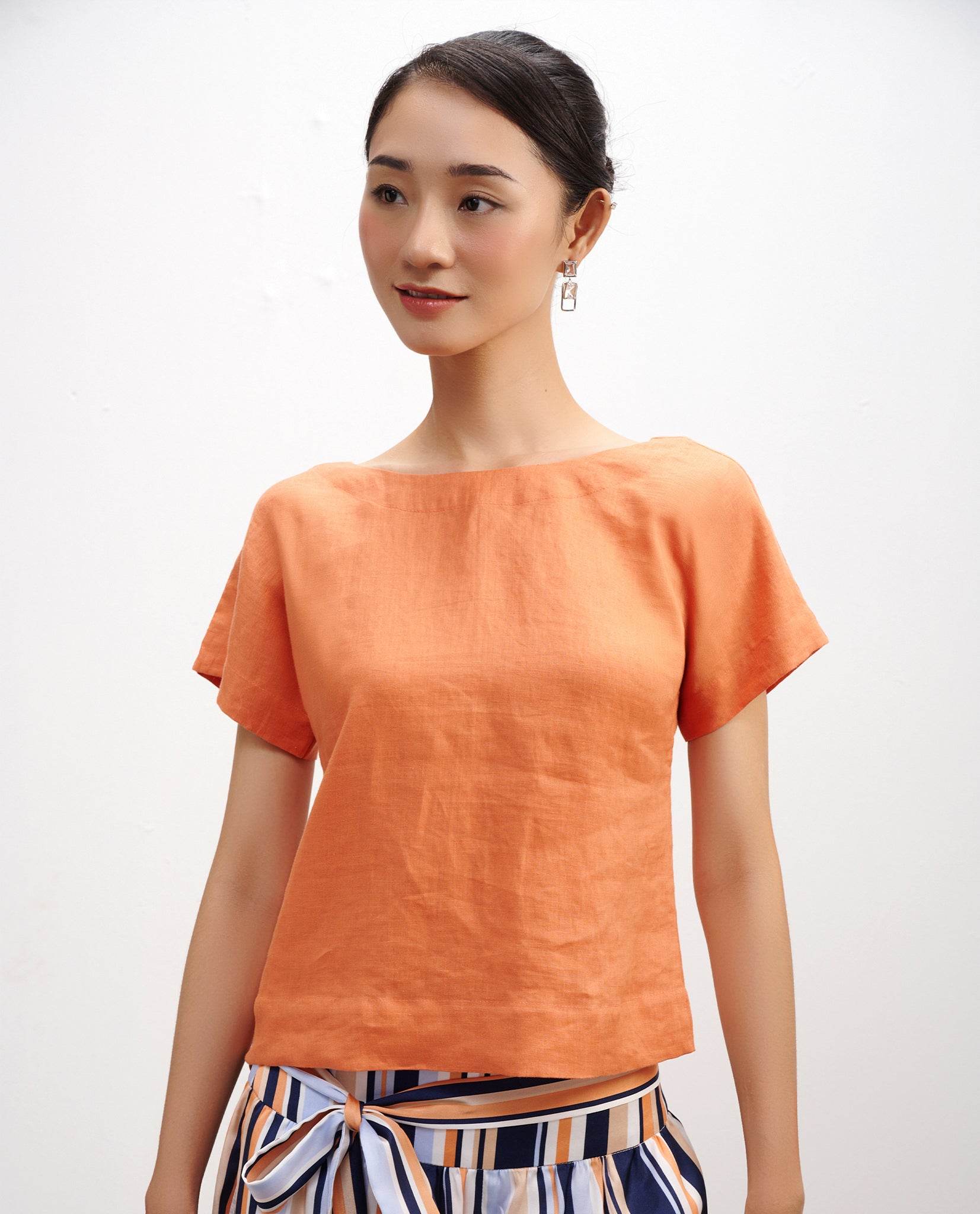Áo Cổ Tròn Linen Mơ Nghiền TOP210 - Hity