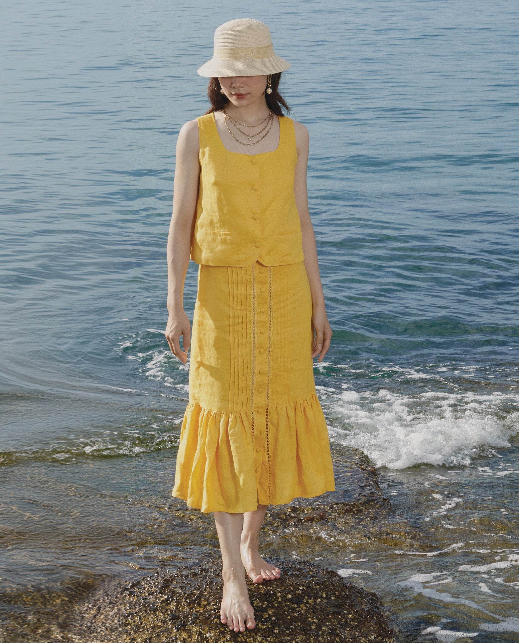 Áo Croptop Linen Tràng An TOP229 - Hity