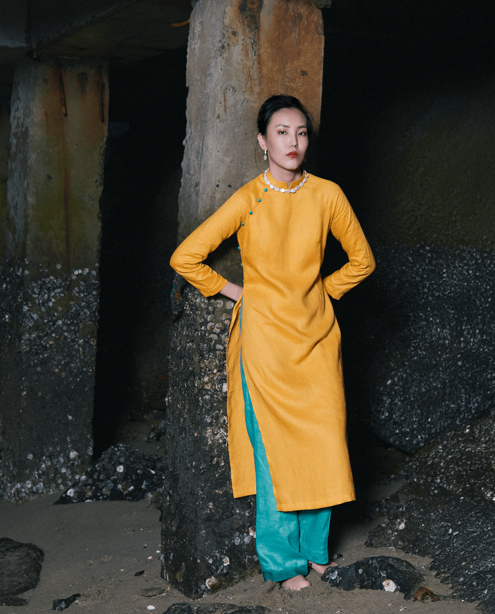 Áo Dài Linen Dã Quỳ ADA007 - Hity