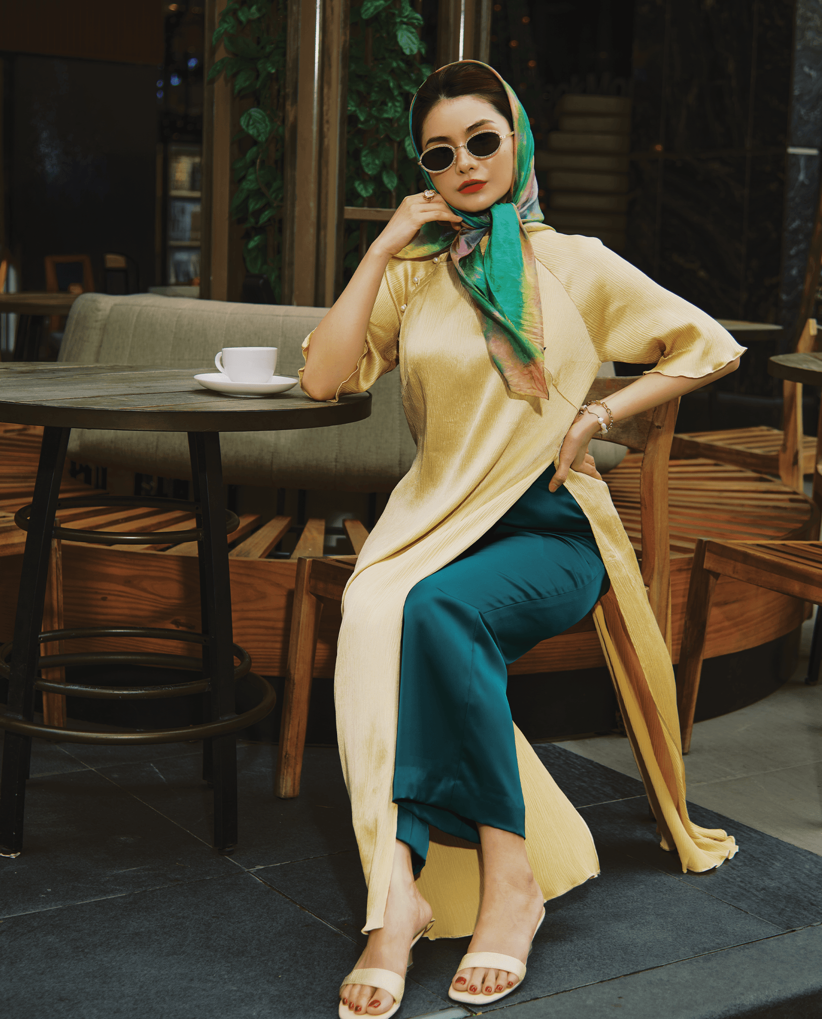 Áo Dài Lãnh Tơ Tằm Hoàng Kim ADA009 - Hity