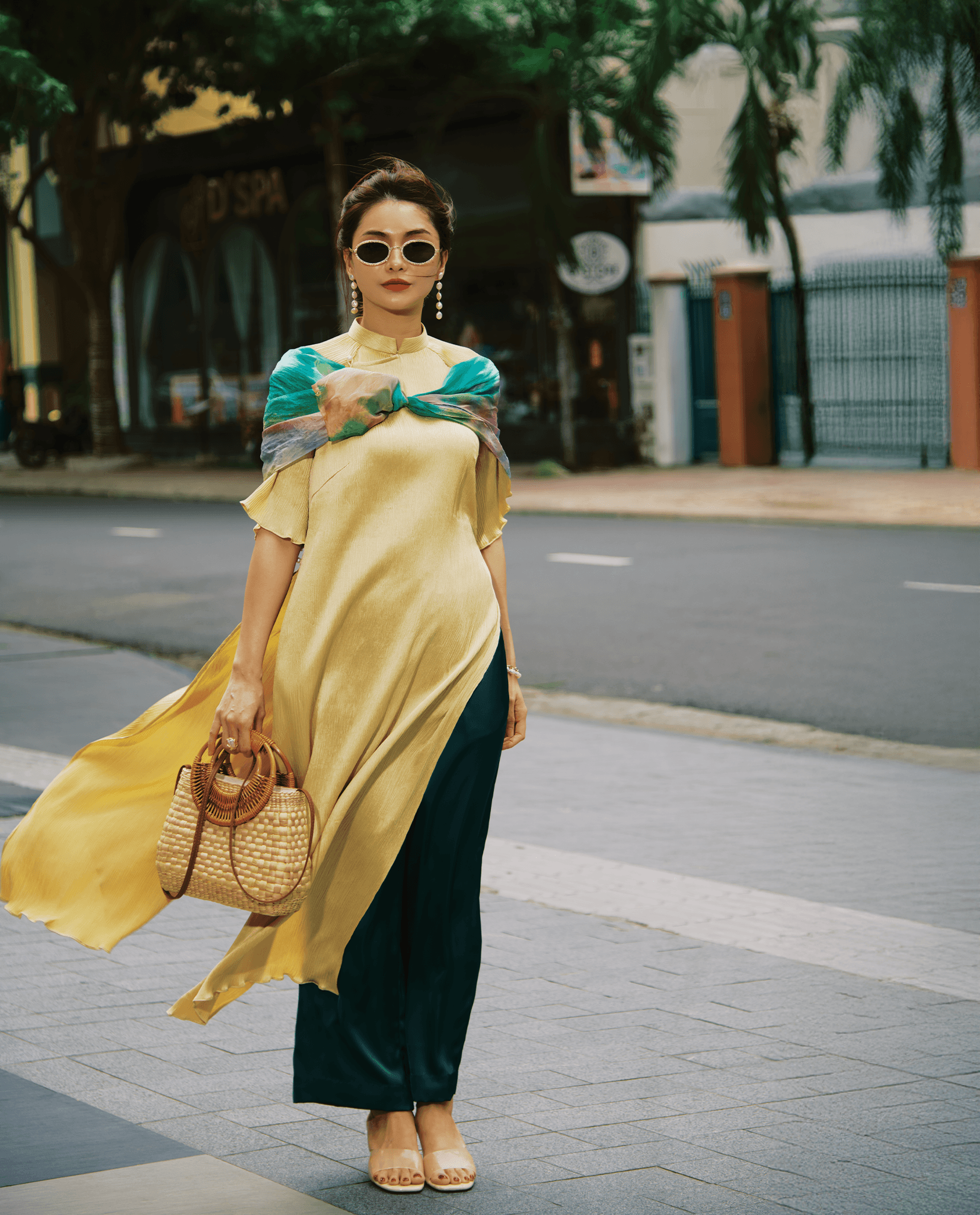 Áo Dài Lãnh Tơ Tằm Hoàng Kim ADA009 - Hity