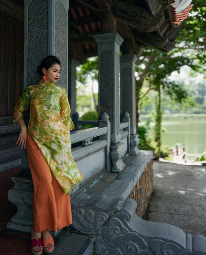 Áo Dài Lụa Thuỷ Ấn Phiêu Vân ADA012