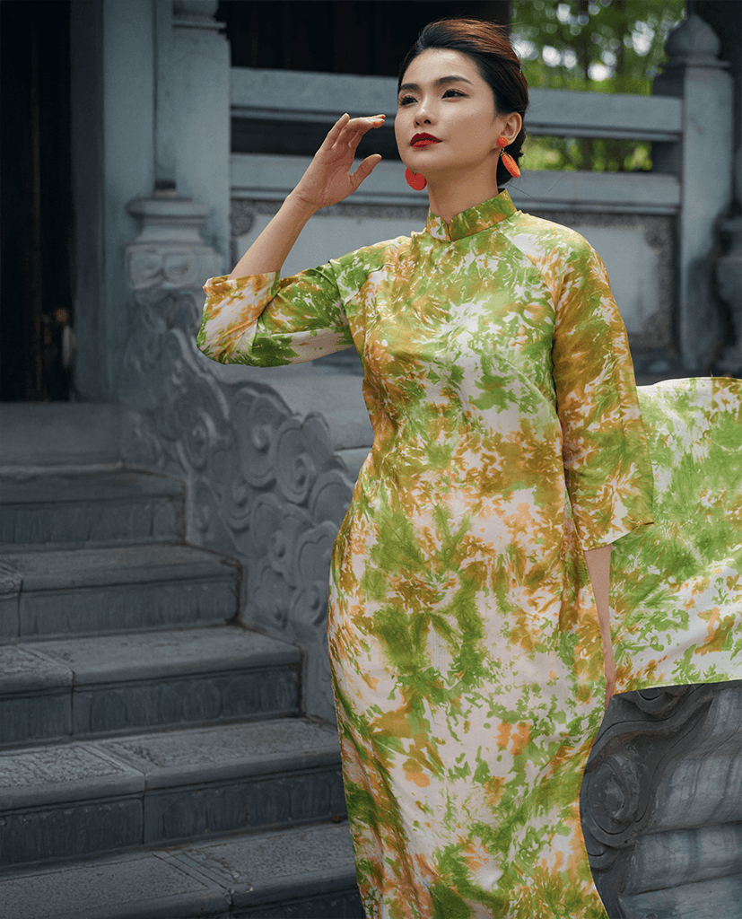 Áo Dài Lụa Thuỷ Ấn Phiêu Vân ADA012 - Hity