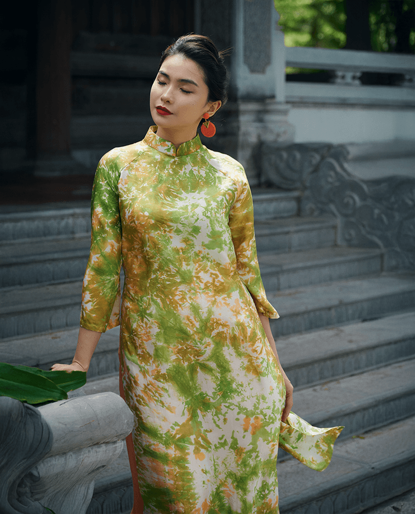 Áo Dài Lụa Thuỷ Ấn Phiêu Vân ADA012 - Hity