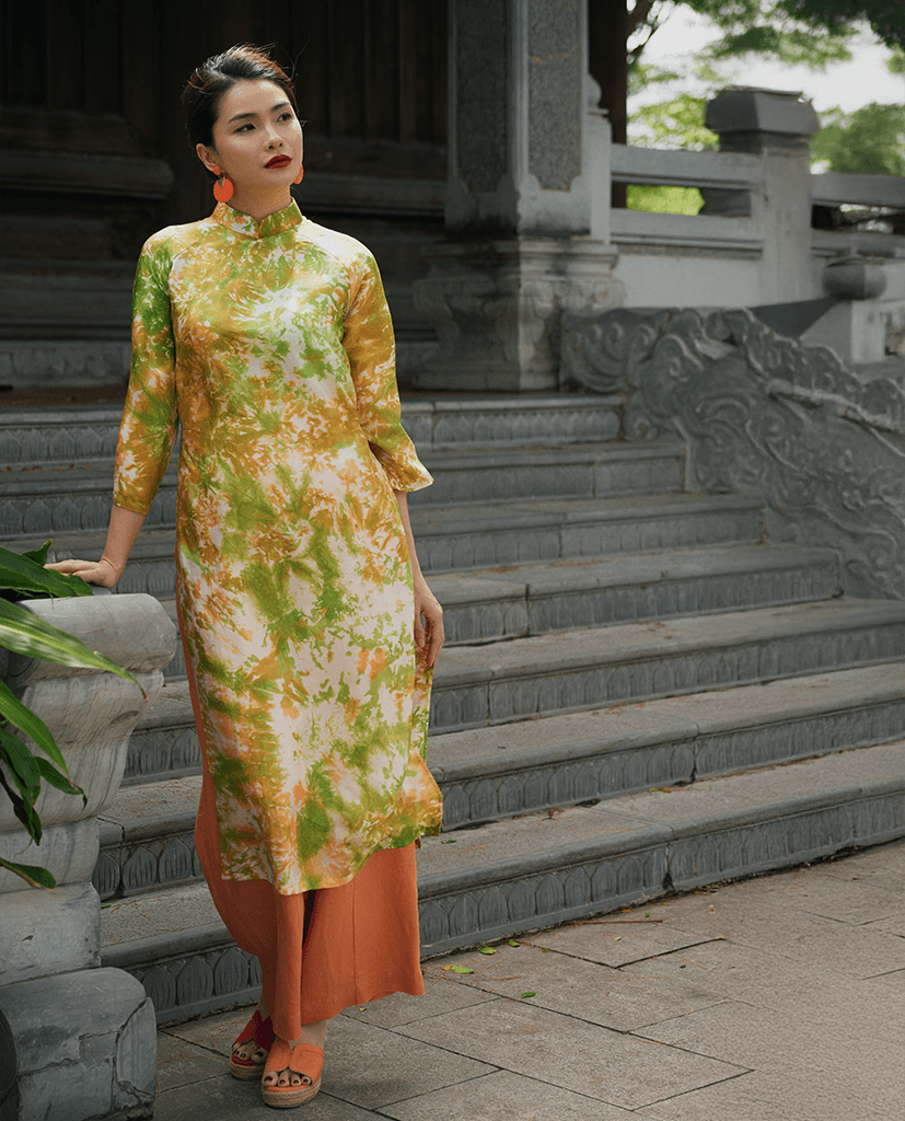 Áo Dài Lụa Thuỷ Ấn Phiêu Vân ADA012 - Hity