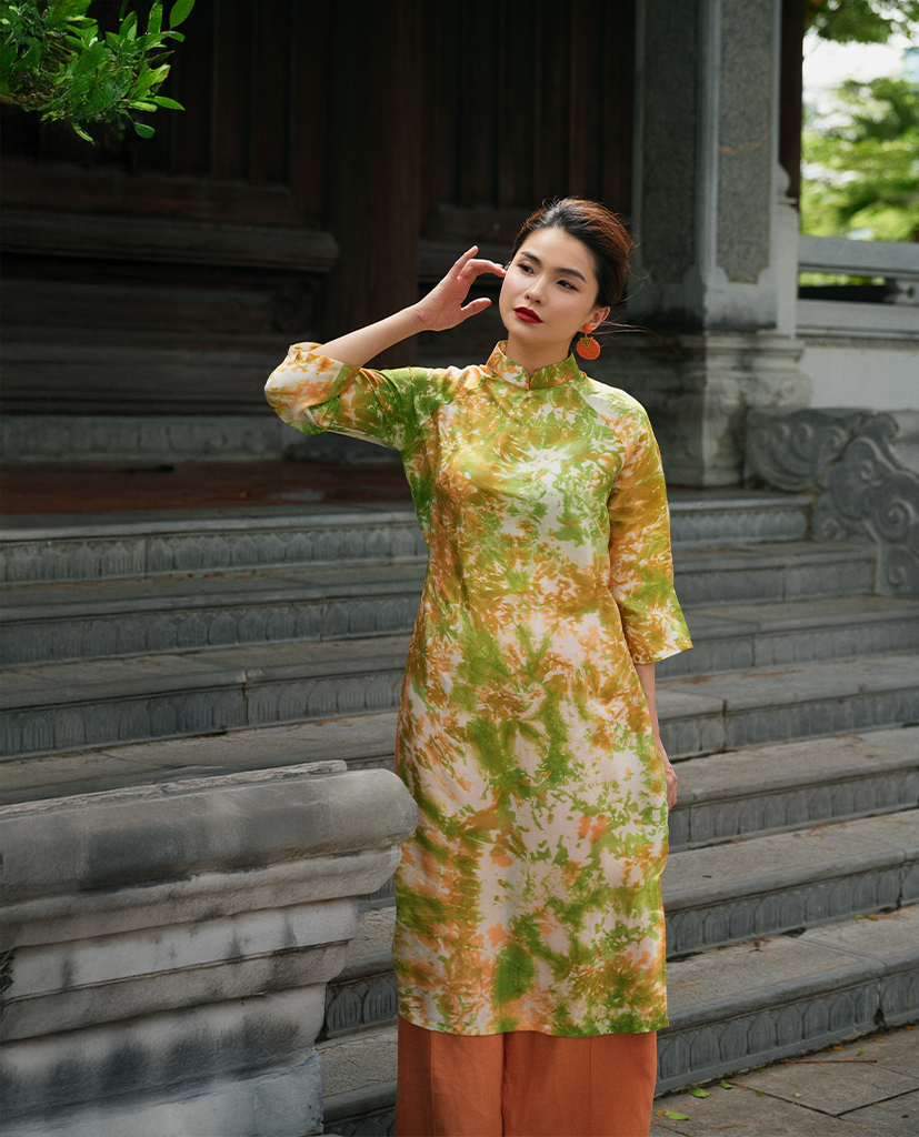 Áo Dài Lụa Thuỷ Ấn Phiêu Vân ADA012