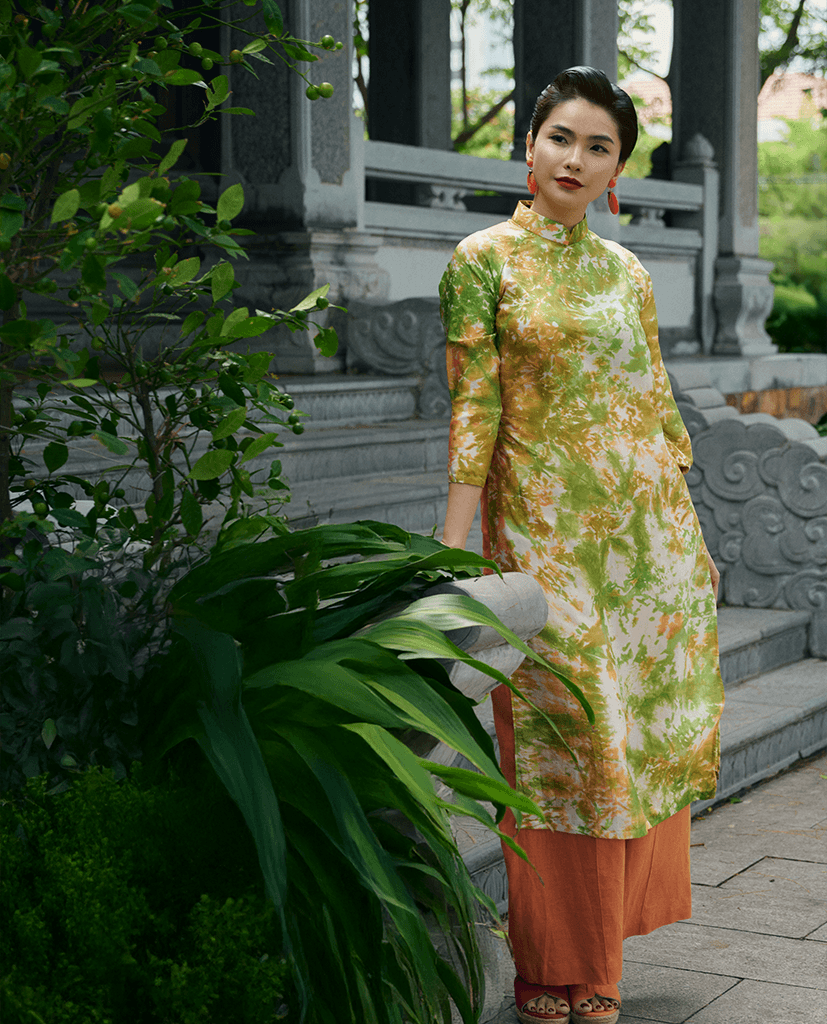 Áo Dài Lụa Thuỷ Ấn Phiêu Vân ADA012 - Hity