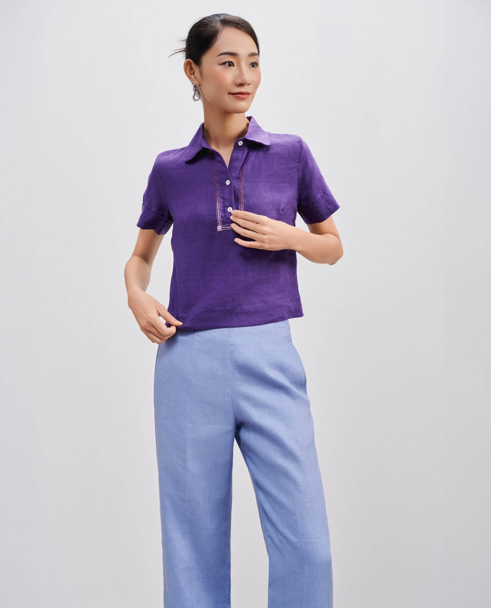 Áo Sơ Mi Linen Thêu Tay Tơ TOP195 - Hity