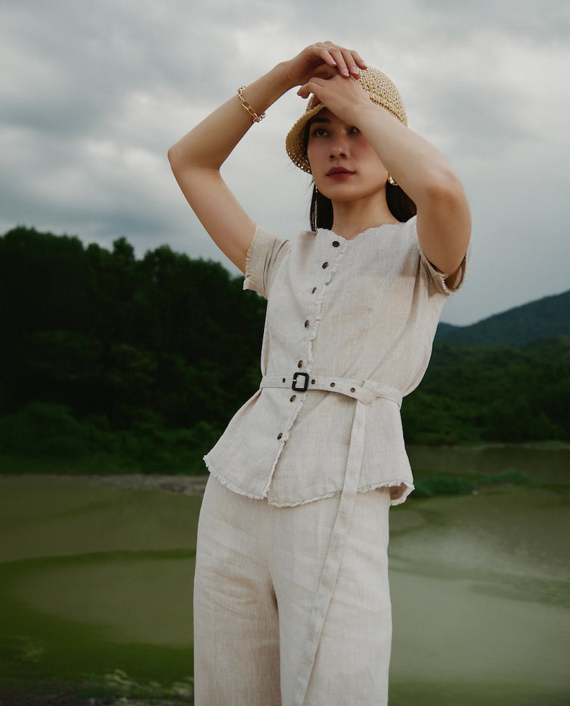 Áo Linen Rút Chỉ Lanh TOP220