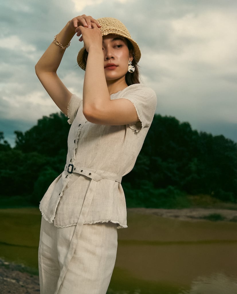 Áo Linen Rút Chỉ Lanh TOP220