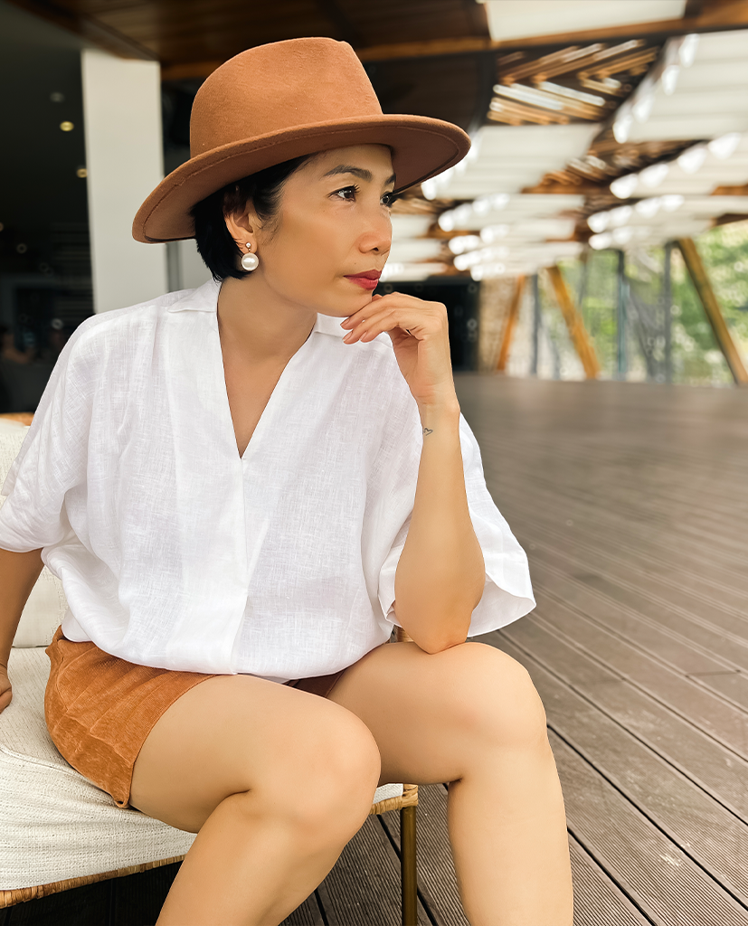 Áo kiểu kimono ngắn linen trắng | Thời trang bền vững Hity
