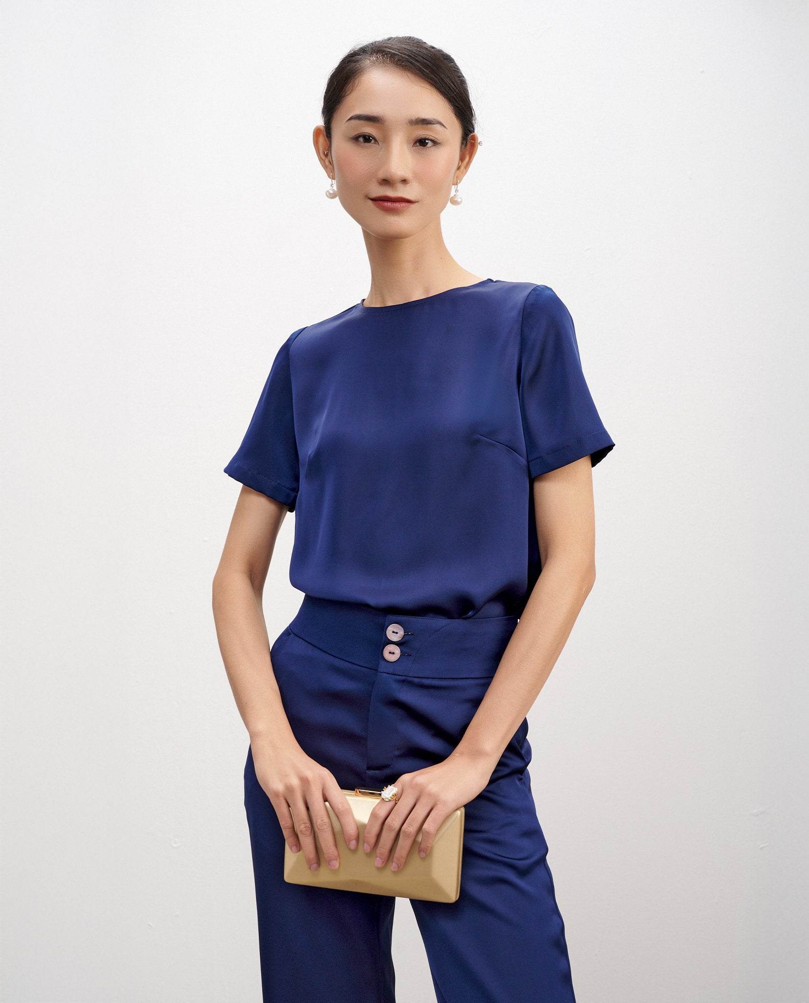 Áo Suông Cổ Tròn Lam TOP216 - Hity