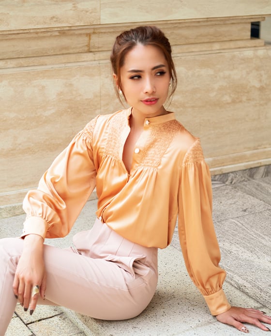 Áo Lụa Smocked Inka TOP163