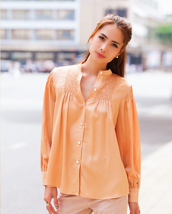Áo Lụa Smocked Inka TOP163