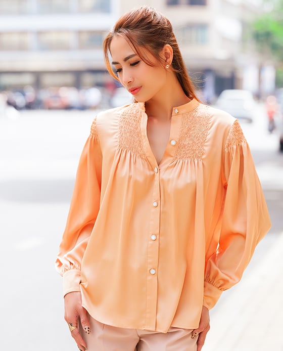 Áo Lụa Smocked Inka TOP163