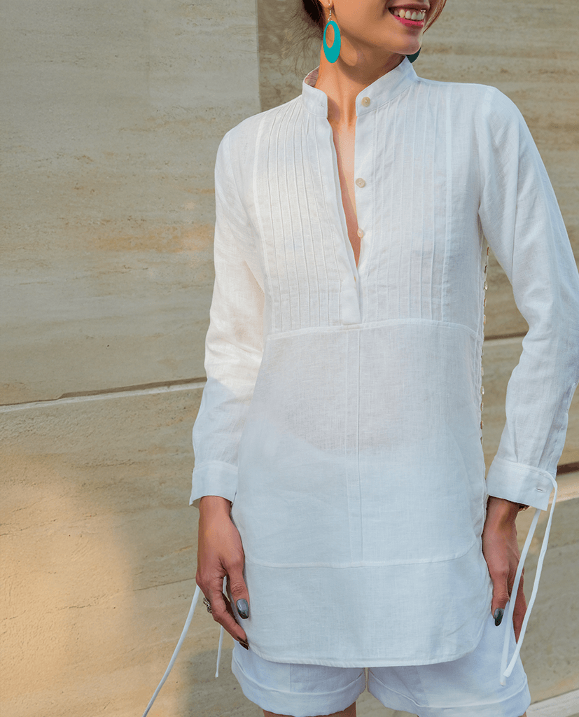 Áo Sơ Mi Cổ Trụ Linen Lan TOP154 - Hity