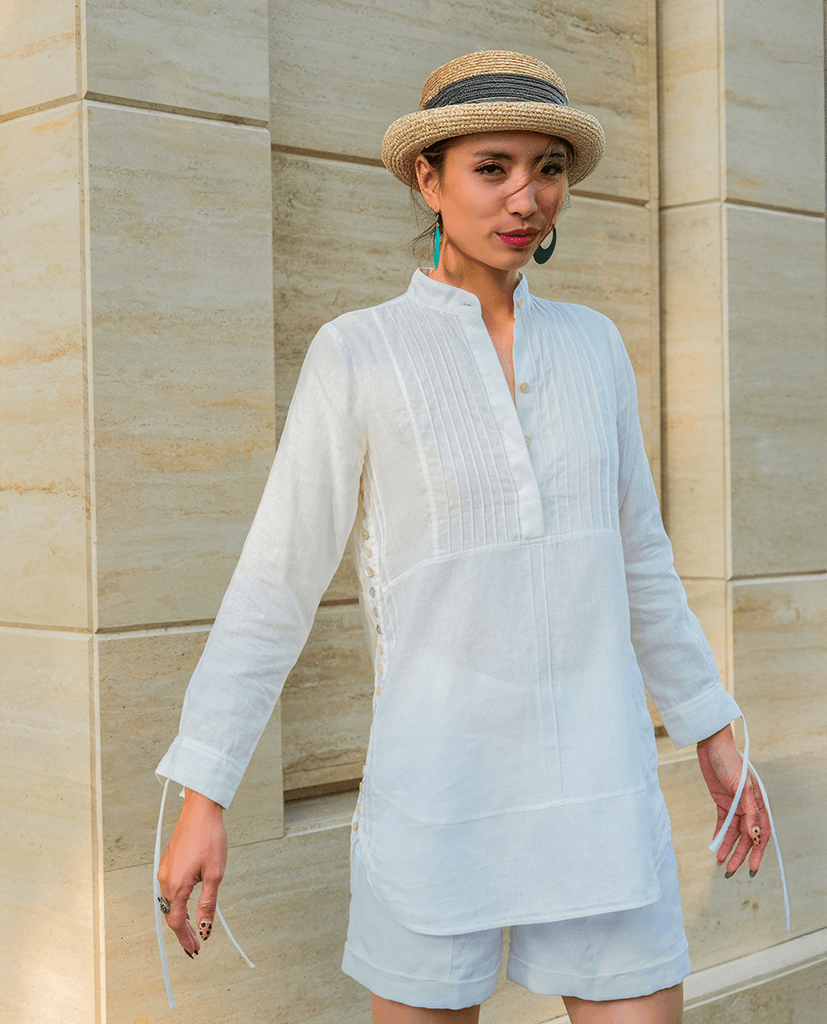 Áo Sơ Mi Cổ Trụ Linen Lan TOP154 - Hity
