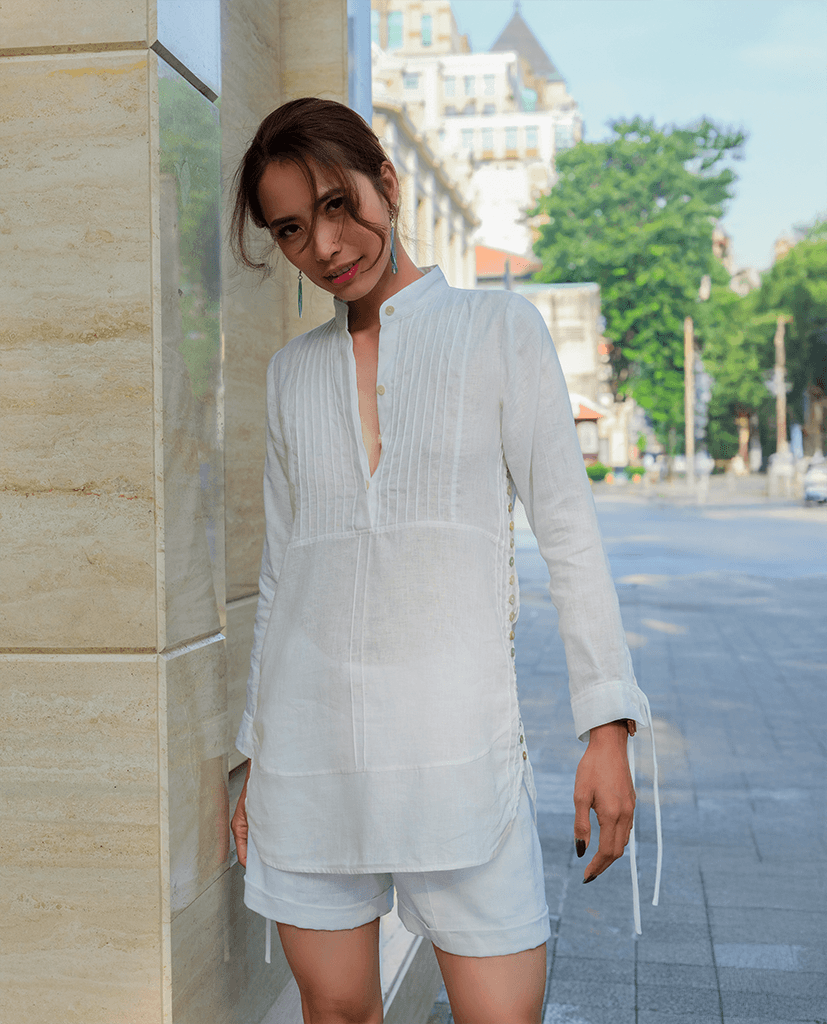 Áo Sơ Mi Cổ Trụ Linen Lan TOP154 - Hity