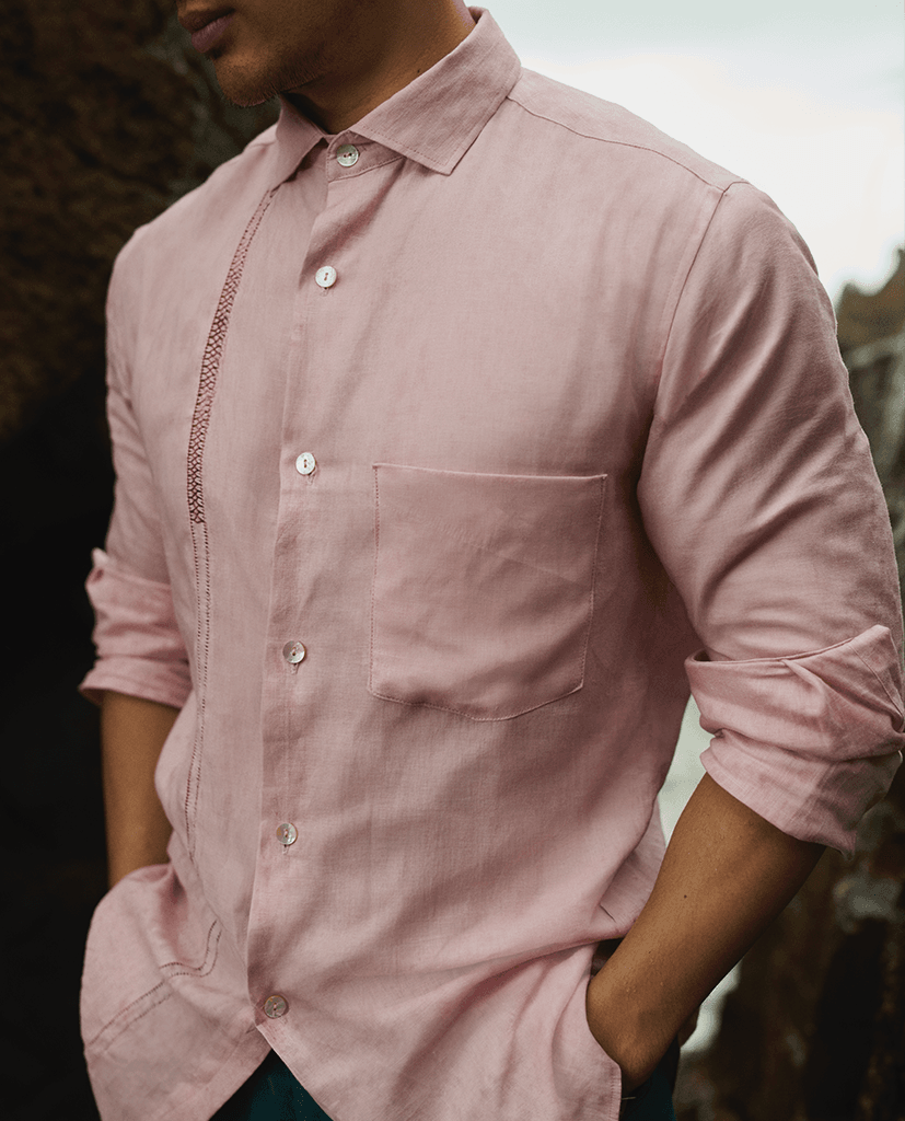 Áo Sơ Mi Linen Thêu Tay Nam Tử TOPM06 - Hity