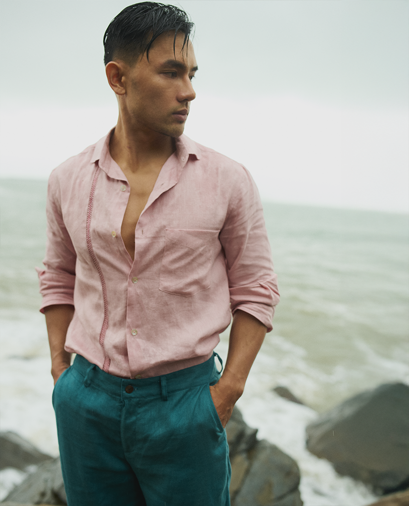 Áo Sơ Mi Linen Thêu Tay Nam Tử TOPM06