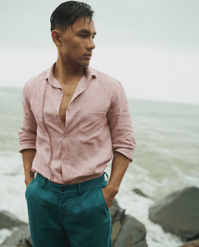 Áo Sơ Mi Linen Thêu Tay Nam Tử TOPM06 - Hity