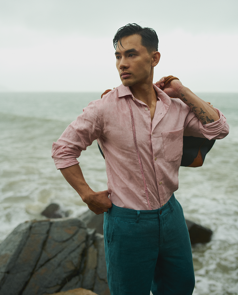 Áo Sơ Mi Linen Thêu Tay Nam Tử TOPM06
