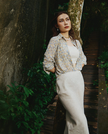 Áo sơ mi nữ voan hoa cổ điển vintage | Thời trang bền vững Hity