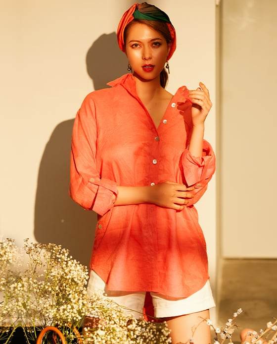 Áo Sơ Mi Oversized Linen San Hô TOP175 - Hity